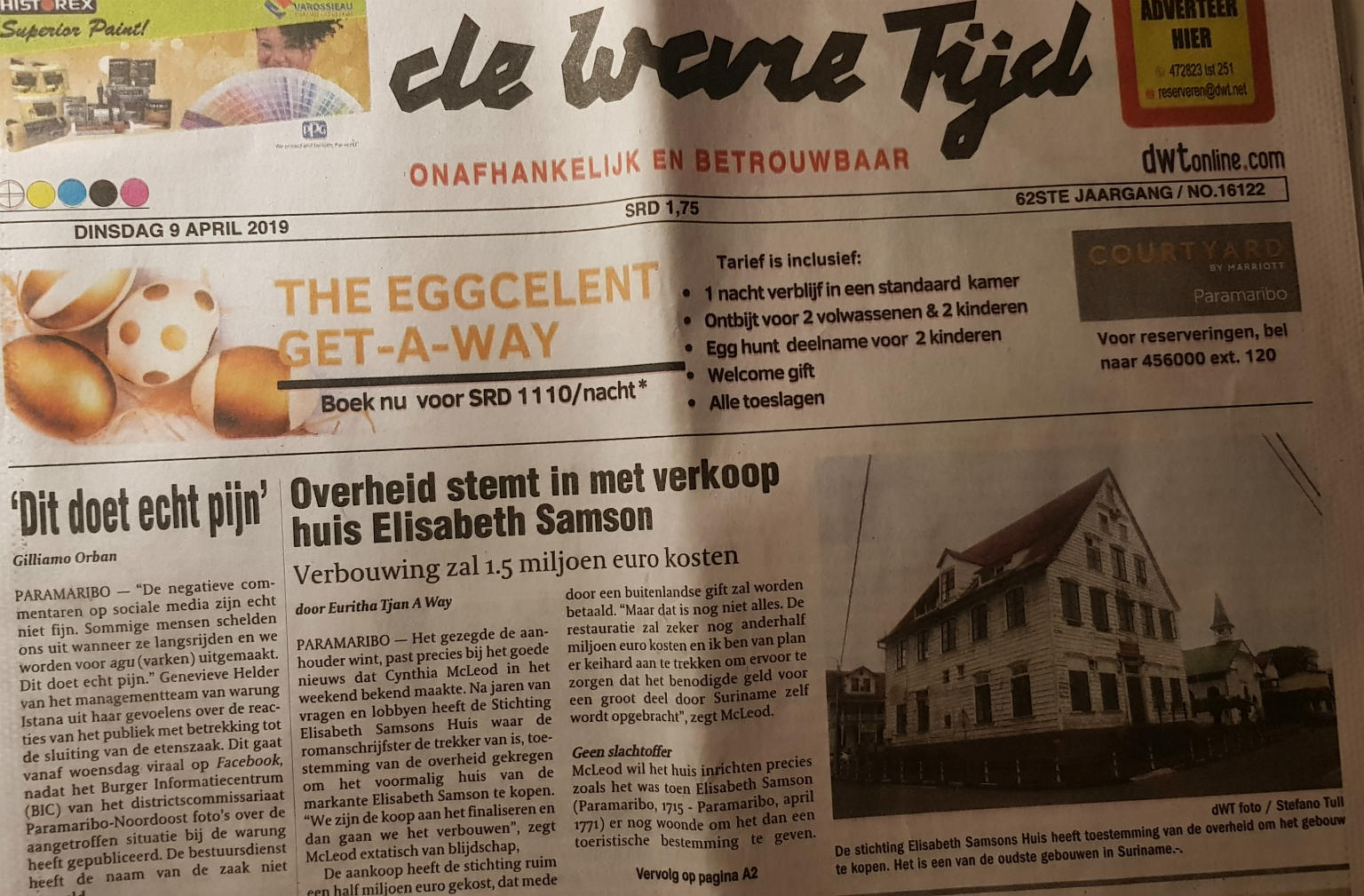 Krant De Ware Tijd over Elisabeth Samson Huis